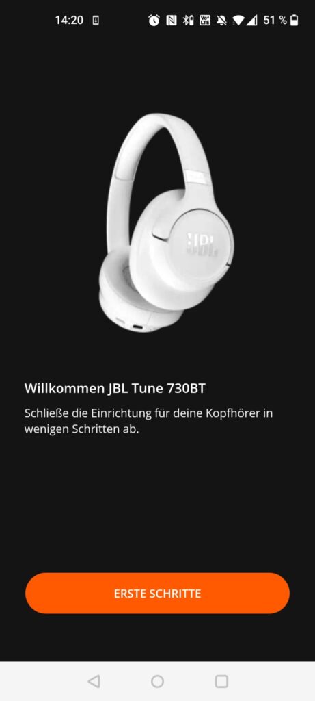 JBL Tune 730BT Over-Ear-Kopfhörer App erste Einrichtung